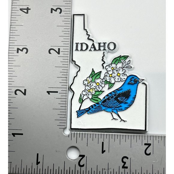 Idaho State Outline Refrigerator Magnet Vintage Bluebird Syringa Travel Souvenir - Picture 2 of 6
